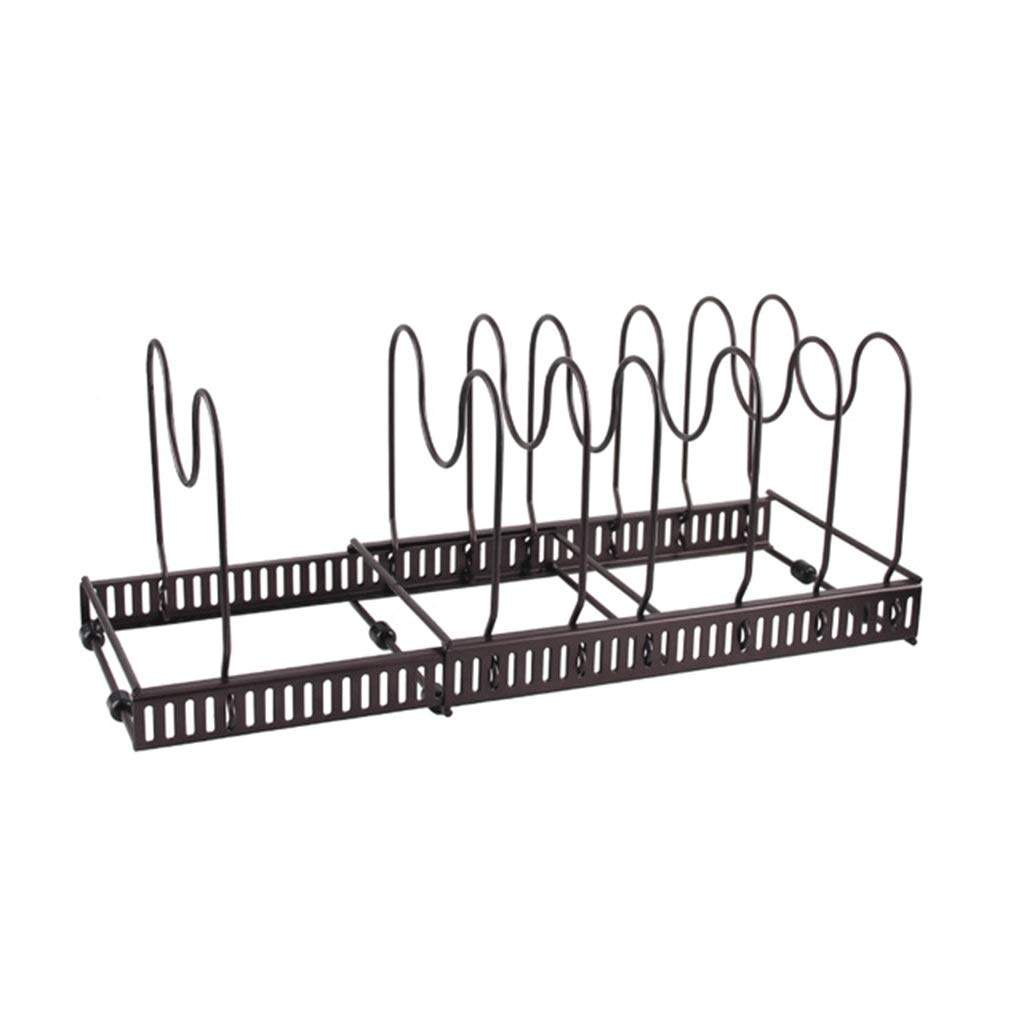 Pan Pot Organizer Rack Adjustable Pan Organizer Rack Holds 7 Pans & Lids Cookware Holder for Kitchen Organization and Storage