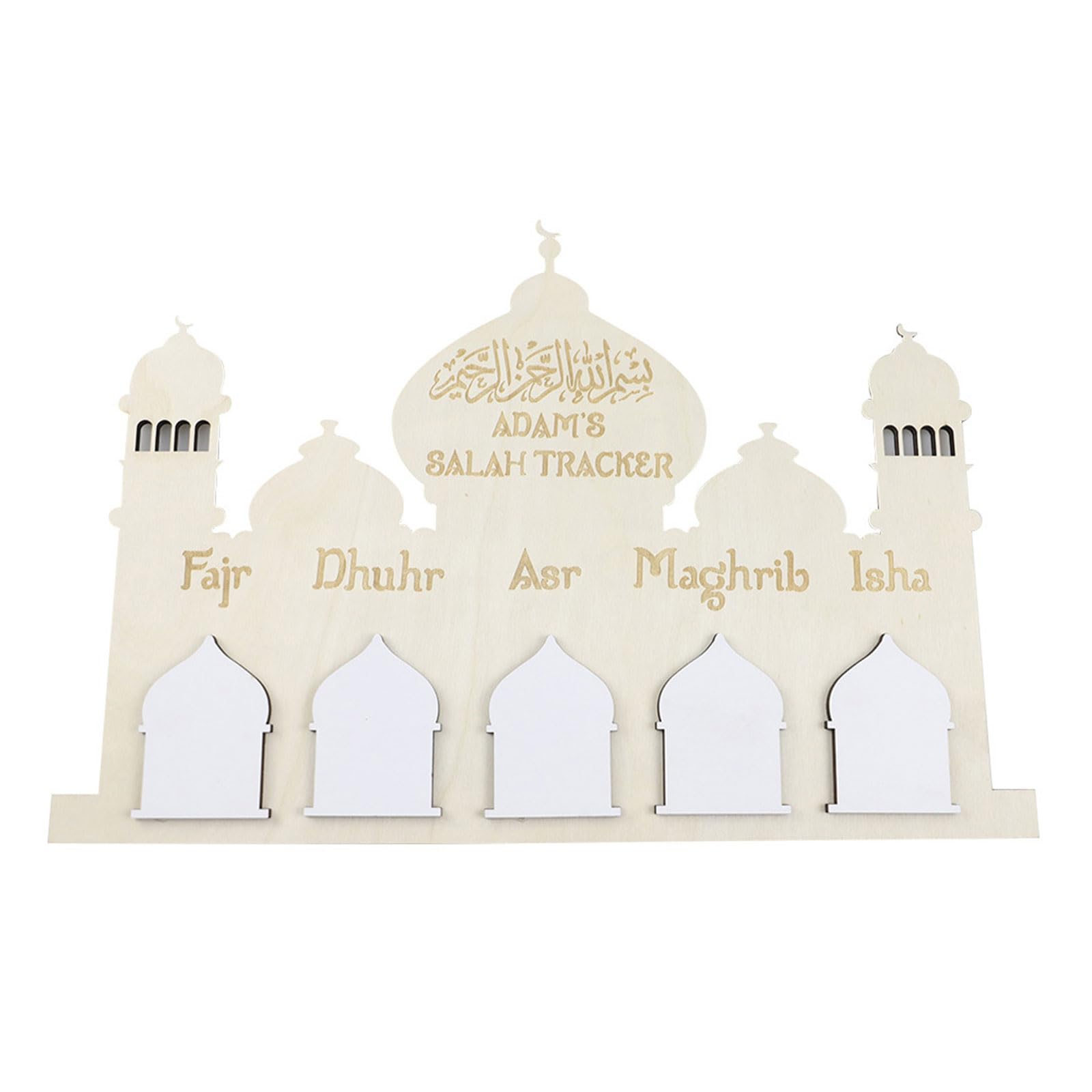 Tsophreniq Wooden Advent Calendar Castles Decoration Eid Message Board for Home Eid Countdown Ornament Festive Party Supplies Calendar