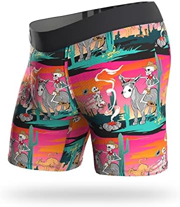 BN3TH Men's Entourage Boxer Briefs - Sustainable Athletic Boxers Made From Recycled Plastic, Breathable and Anti-Chafing Underwear with MyPakage Pouch, Amigos Multi, Small