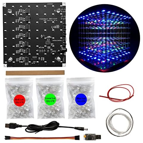 iCubeSmart 3D Led Cube Kit Diy Soldering Project 8x8x8 Led Light Cube Diy Electronic Kits Programmable Soldering Learning Kit (3D8S-MUTLI)… Cover