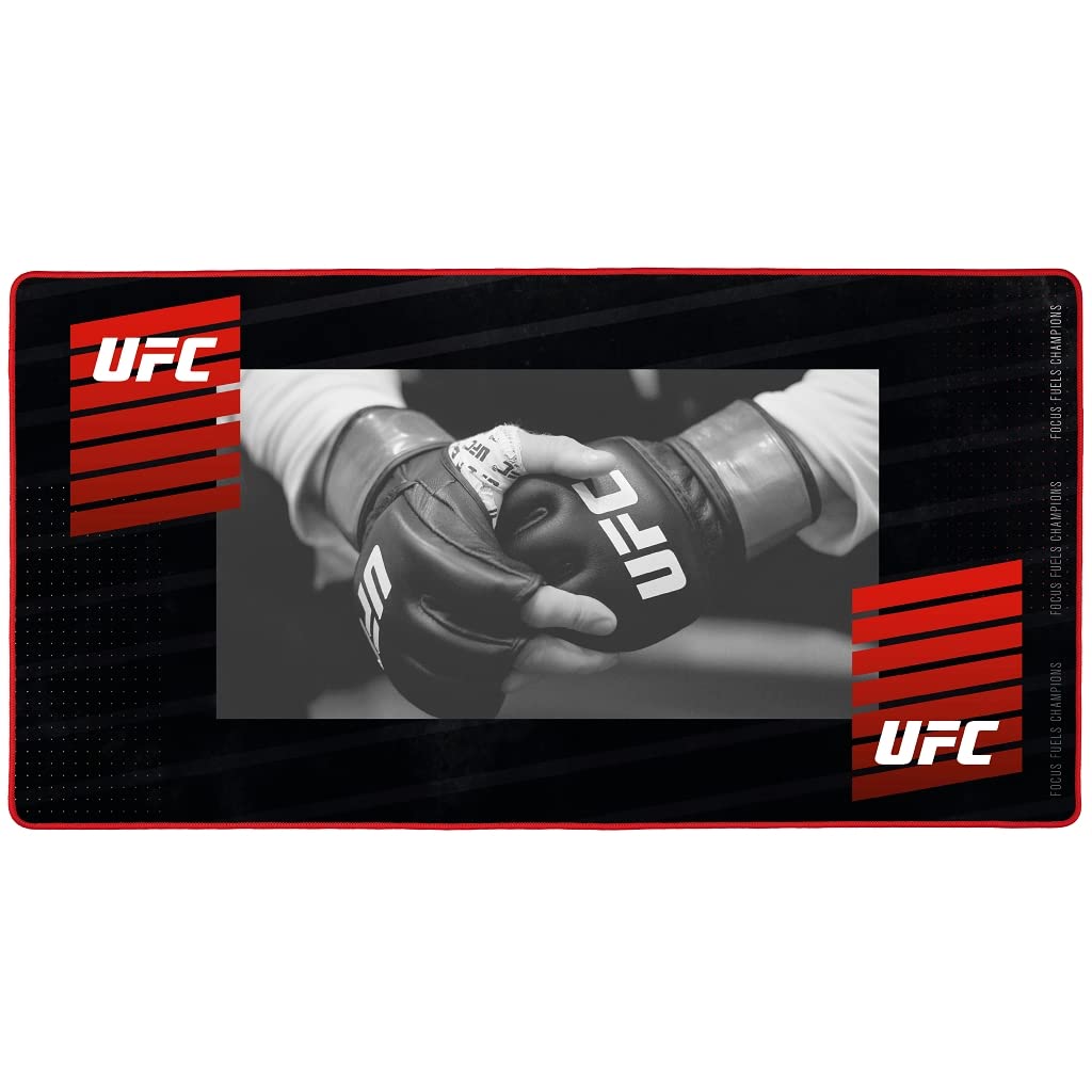 Konix UFC XXL-Gaming-Mauspad 90 x 46 cm - Rutschfeste Gummibasis - Schwarz und Rot