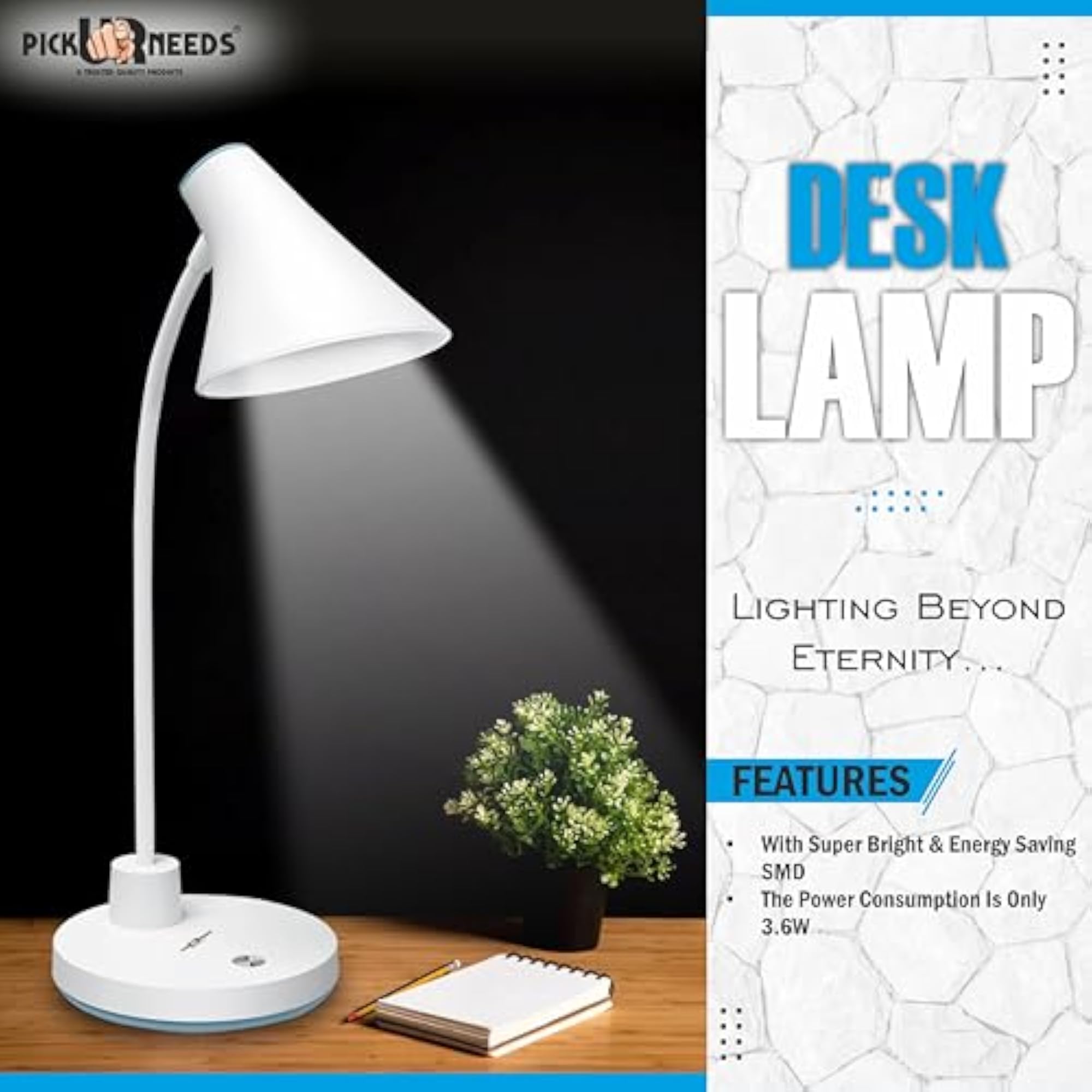 Rechargeable Foldable Study Table/Desk Lamp with Warm Light