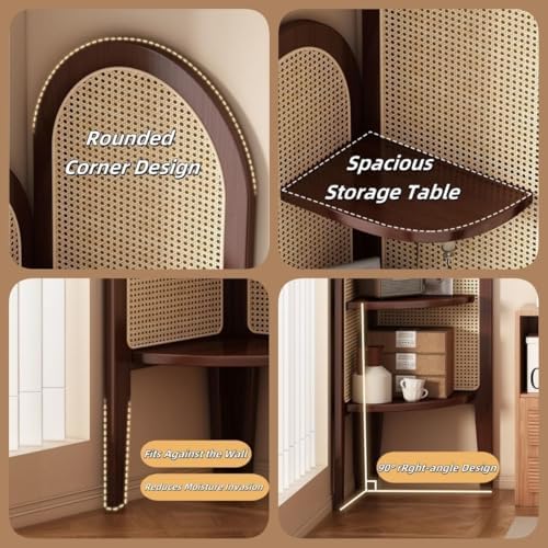 Corner Bookshelf with Storage - Home Furnishing Display Shelf for Small Spaces, Ideal for Bathroom & Kitchen, Stylish Brown Corner Shelves