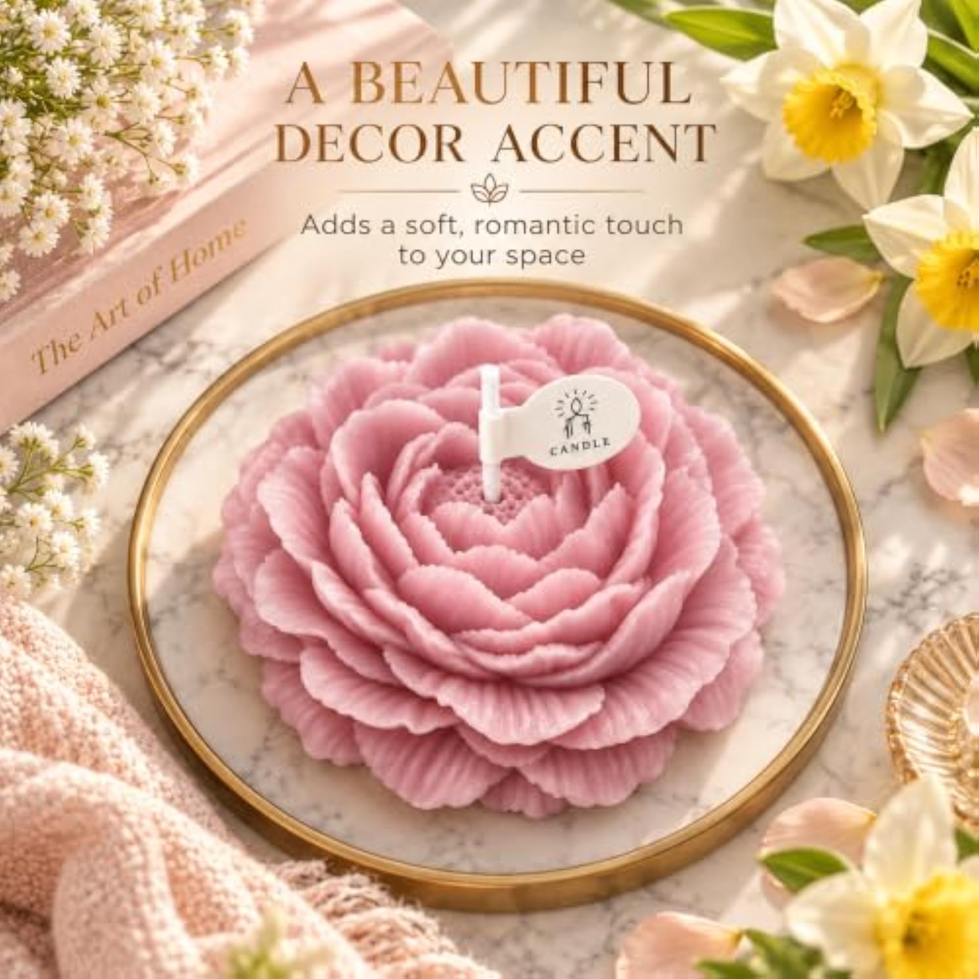 Peony Soy Wax Scented Candle, Daffodil, 3 Inch