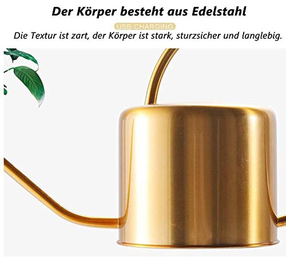 CLQ Gießkanne Aus Edelstahl - Gartengießkanne Mit Langem Hals Für Familie, Büro, Topfpflanzen-1500ml
