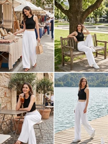Image of GRECIILOOKS High Waist Polycotton Trousers for Women - Flared Parachute Pants with Side Pockets | Casual Travel Cargo Pants (Available in Plus Size and Value Pack)