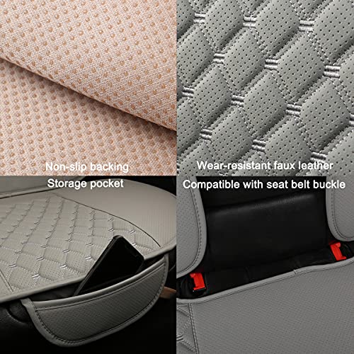 Black Panther Full Set Car Seat Covers, Luxury Car Seat Protectors Universal Anti-Slip Seat Cover for 5-Seater Models, Diamond Pattern (Gray) - Thumbnail 5