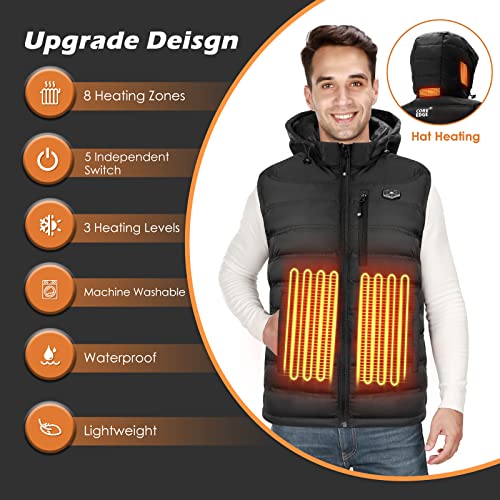 Image of Heated Vest for Men with Detachable Heated Hood, Electric Vest for Men with Battery Pack Included