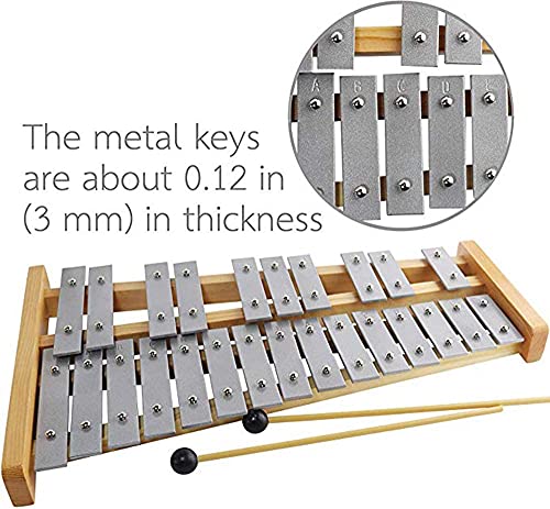 25 Metal Keys Professional Glockenspiel, Educational Impact Musical Instrument - With 2 Mallets #TOP2