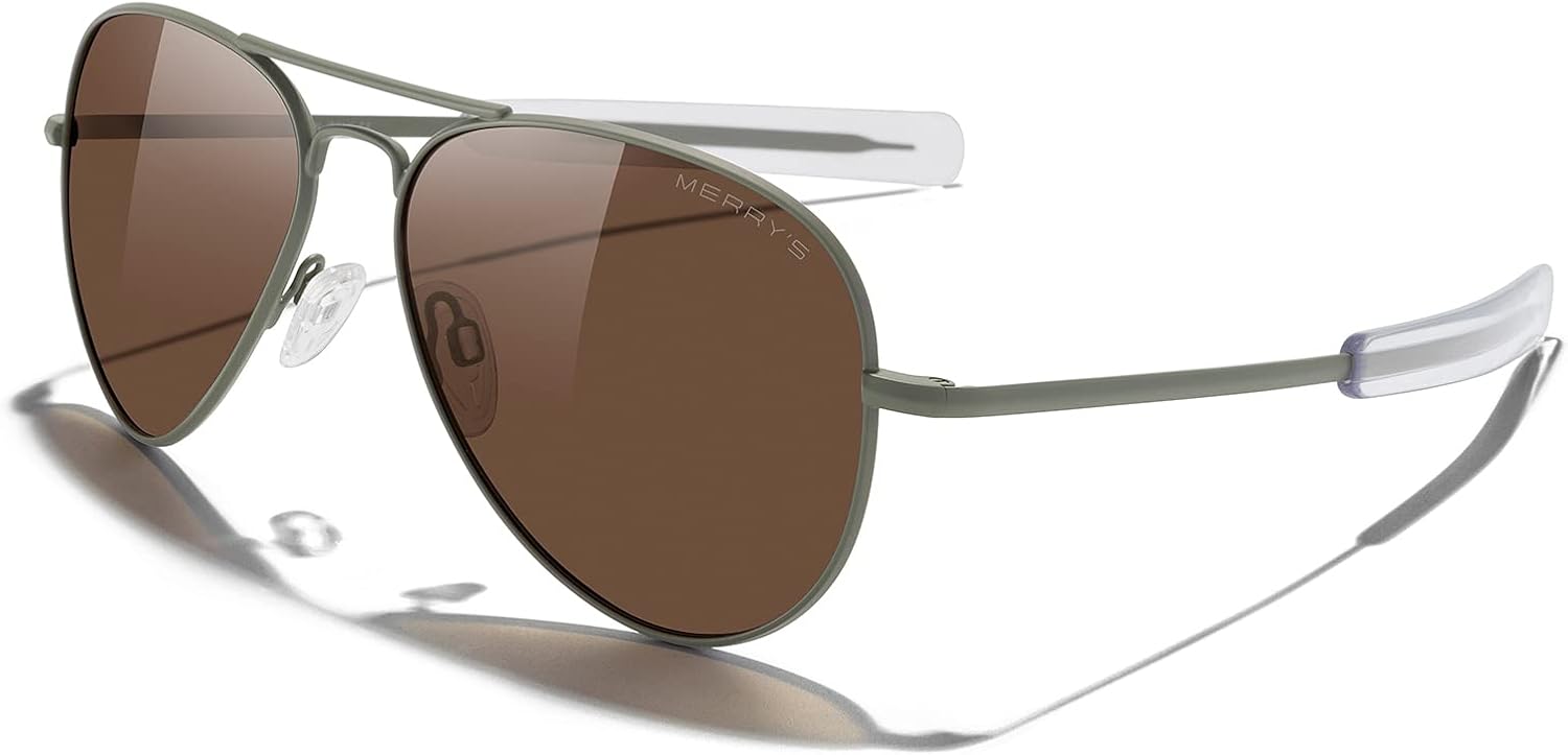 MERRY'S Classic Aviator Military Polarized Sunglasses for Men or Women S8562