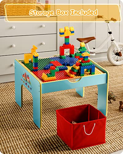 Sainsmart Jr. Wooden Train Activity Table 116Pcs, 3-In-1 Kids Playset With Large Building Blocks, Track Set And Reversible Top For Toddlers #TOP5