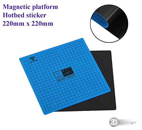 3DINNOVATIONS Heat Bed Platform Sticker, Flexible Magnetic Two Layer Hot Bed Sticker Build Surface Tape 220x220mm for 3D Printer