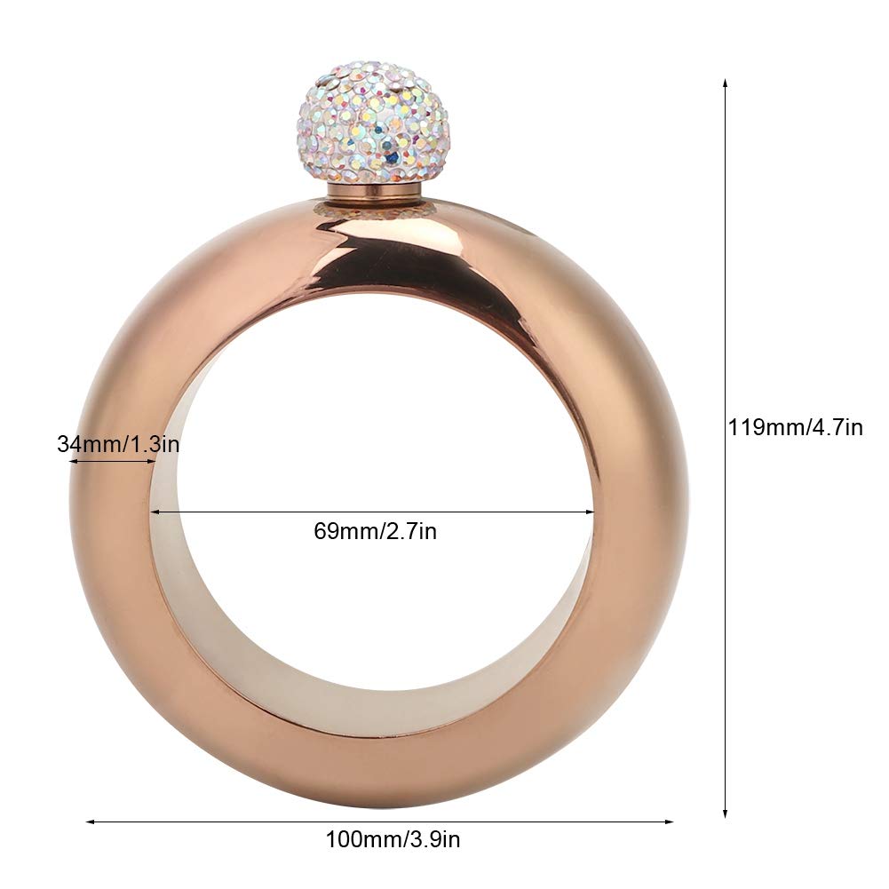 Nikou Bottiglia di Alcol in Acciaio Inox Bracciale, Braccialetto da Fiaschetta per Danza, Compleanno, Festa, Club, Bar, Oro Rosa Brillante, 230ml, 10x11,9cm