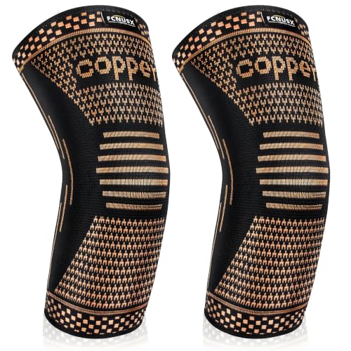 Image of Copper Elbow Brace Compression Sleeves for Pain Relief Men Women, Arm Support Forearm Pads Braces for Tendonitis,Tennis, Golfers, Arthritis, Weight lifting (Medium, Black)