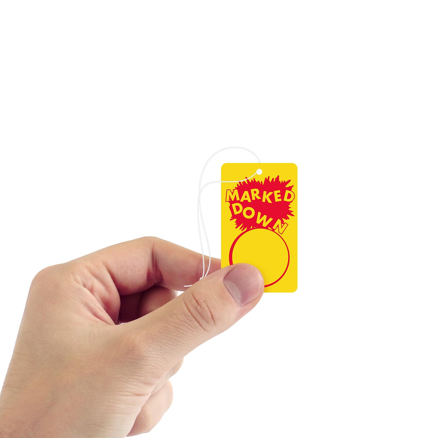 SmartSign Étiquettes de prix de vente marquées avec cordes pré-enfilées – Lot de 1000 étiquettes pour indiquer la remise/vente, étiquettes en papier cartonné épais de 12 pt, étiquettes de réduction de