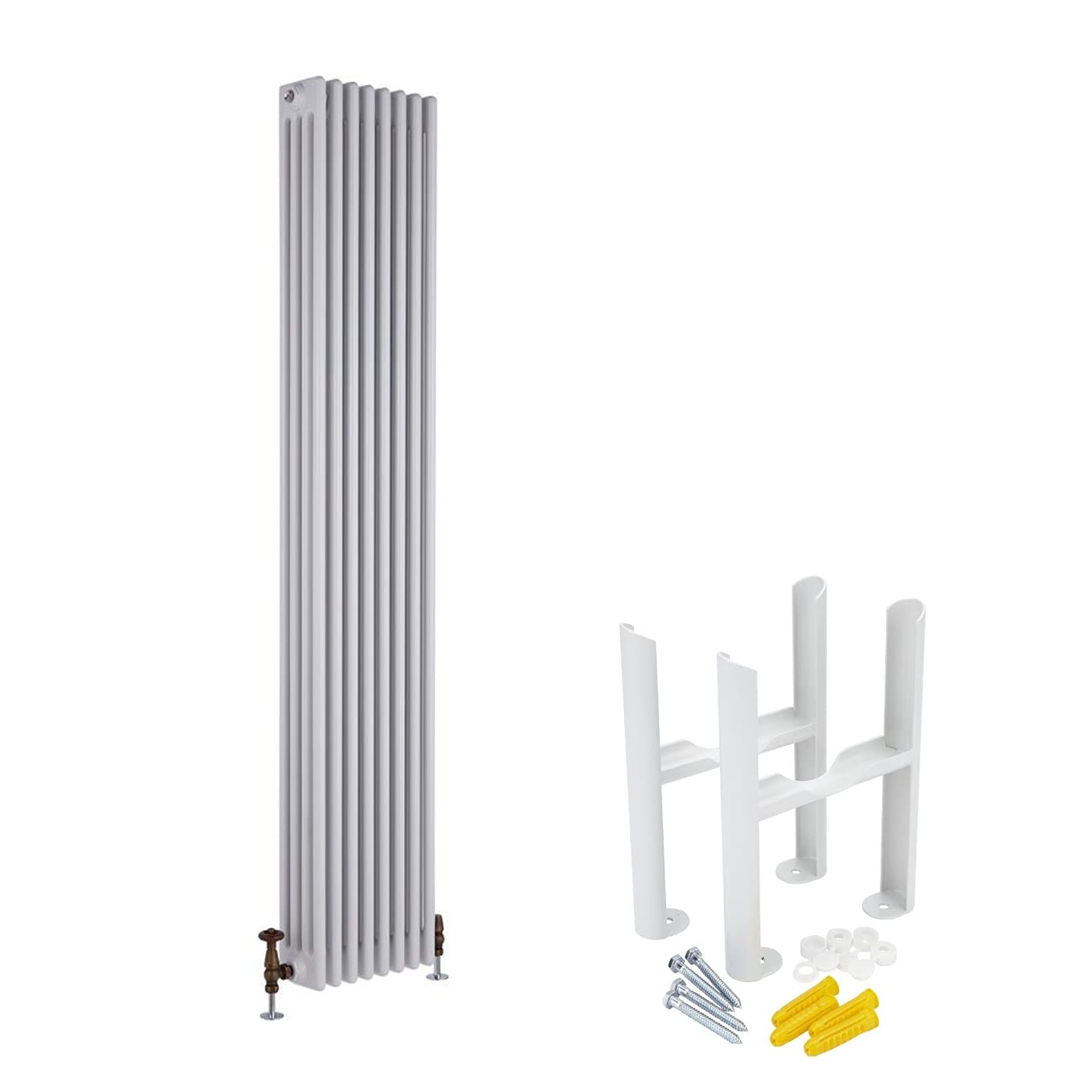 Milano White Windsor - Vertical Traditional Column Radiator With Feet - 4 Column - 1800Mm X 380Mm