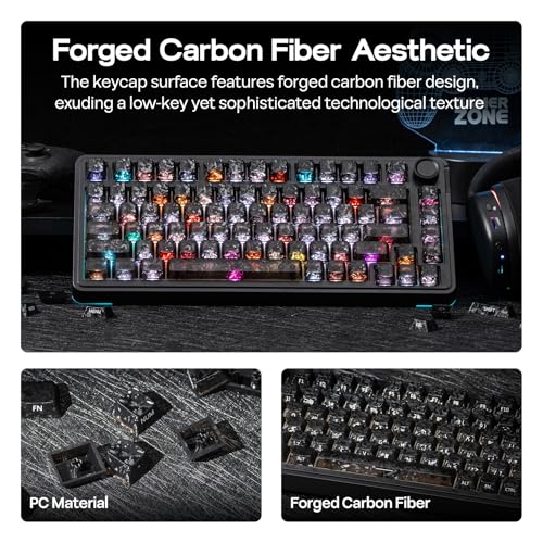 Image of EPOMAKER SmokFiber Keycaps Set - 120 Keys Side-Printed PC Shine-Through Keycaps, Cherry Profile, Non-Slip, MX-Stem Compatible for 61 /68 /84 /87 /98 /100 /104 ANSI Layout Mechanical Gaming Keyboards