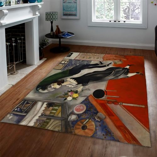 Tapis antidérapant Marc Chagall grand format pour salon et chambre