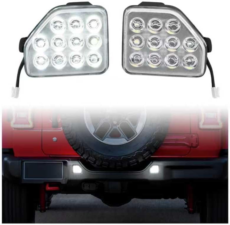 SAUTVS LED Rear Bumper Reflector Light Reverse Backup Lamp for 2018-2024 Jeep Wrangler JL Accessories, White Back Up Tail Lamp Parking Running Side Marker Light (2PCS)