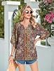 Blusas de Manga 3/4 para Mujer Zeagoo, Escote en V, Bohemias, Túnicas Casuales 6