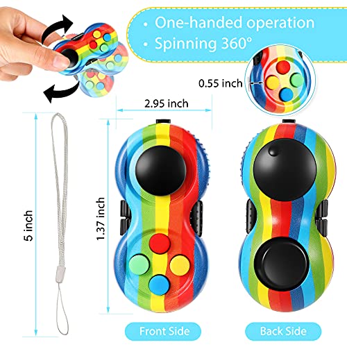 2 Pieces Fidget Pad Sensory Fidgets Controller Pad Handheld Fidget Game Pad Sensory Educational Toy For Adhd Add Ocd Autism Anxiety Stress Relief (Rainbow And Stripe Style) #TOP1