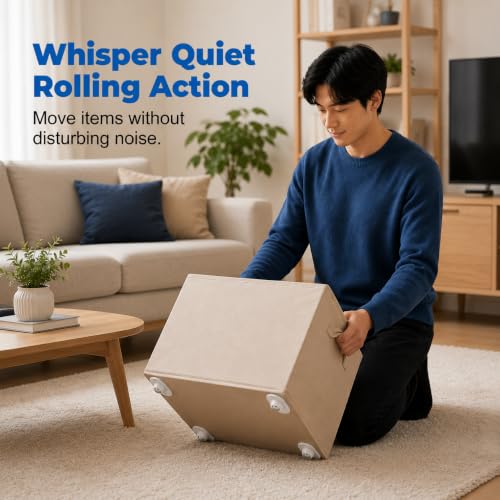 Image of Self Adhesive Mini Caster Wheels, 360 Swivel Stick-On Appliance Rollers (8)