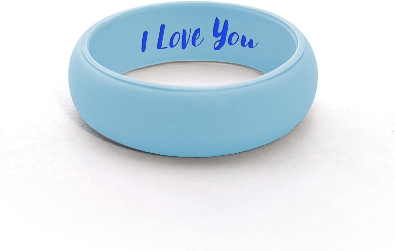 AERA CUSTOM ENGRAVED Womens Silicone Wedding Band Active Athletic Ring - Personalize Any Text, Symbol, Image - SHIPS NEXT DAY - Image 4