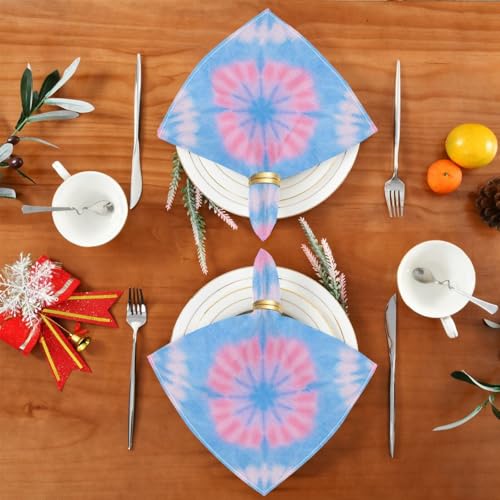 Servilletas de tela cuadradas azul rosa 6 unidades miniatura 4
