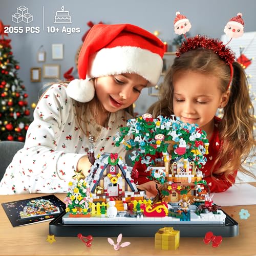 HOGOKIDS Christmas Gingerbread House Building Sets with LED Lights - 2024 Christmas Village Micro Buliding Blocks, Christmas Ginger House Home Decor Display, Xmas Gift for Boy Girl Adult (2055pcs) - Image 3