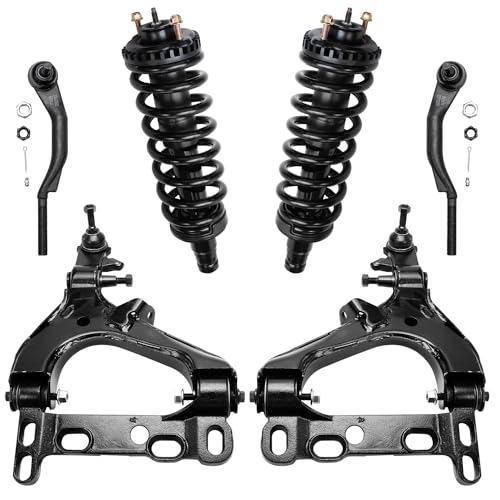 Image of Detroit Axle - Front End Kit for Chevy Trailblazer GMC Envoy XL XUV Buick Rainier Isuzu Ascender, 2 Lower Control Arms w /Ball Joints 2 Ready Struts 2 Outer Tie Rods Replacement 6pc Suspension Kit