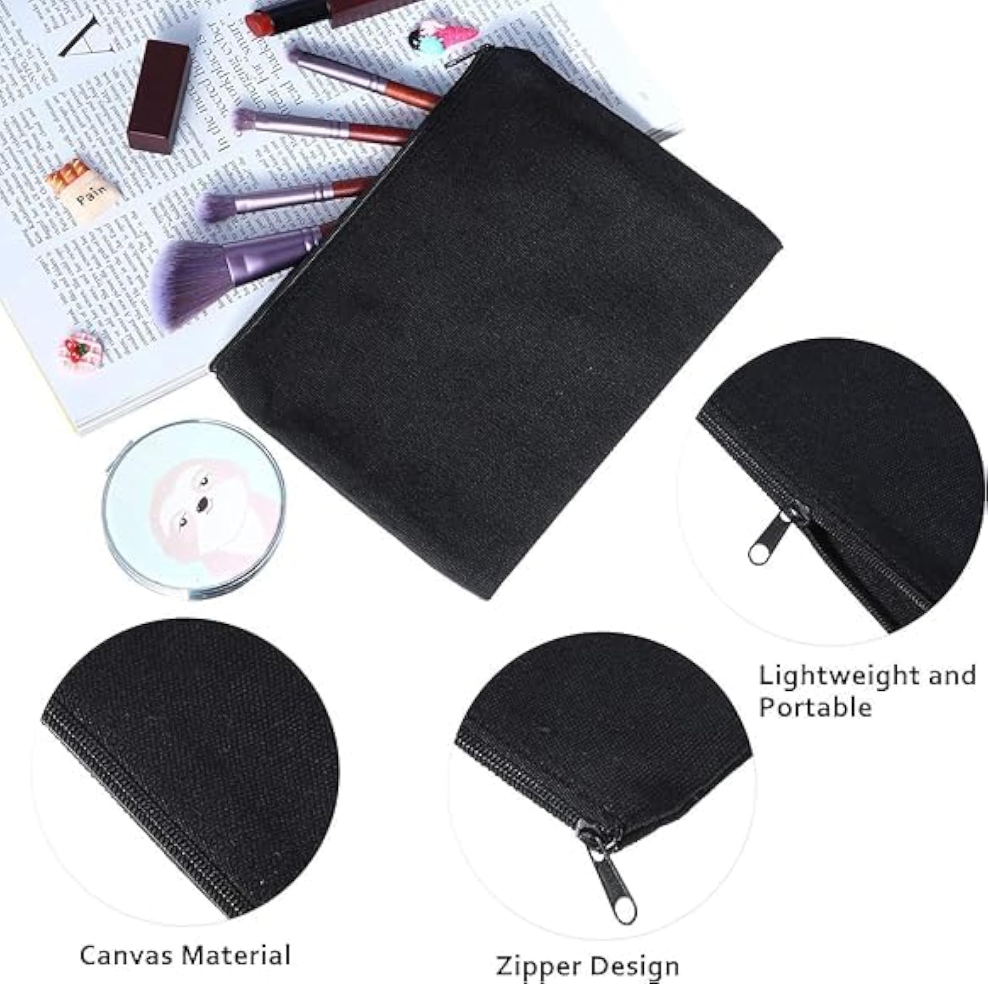 6-Piece Canvas Makeup Bag Set for Travel & DIY