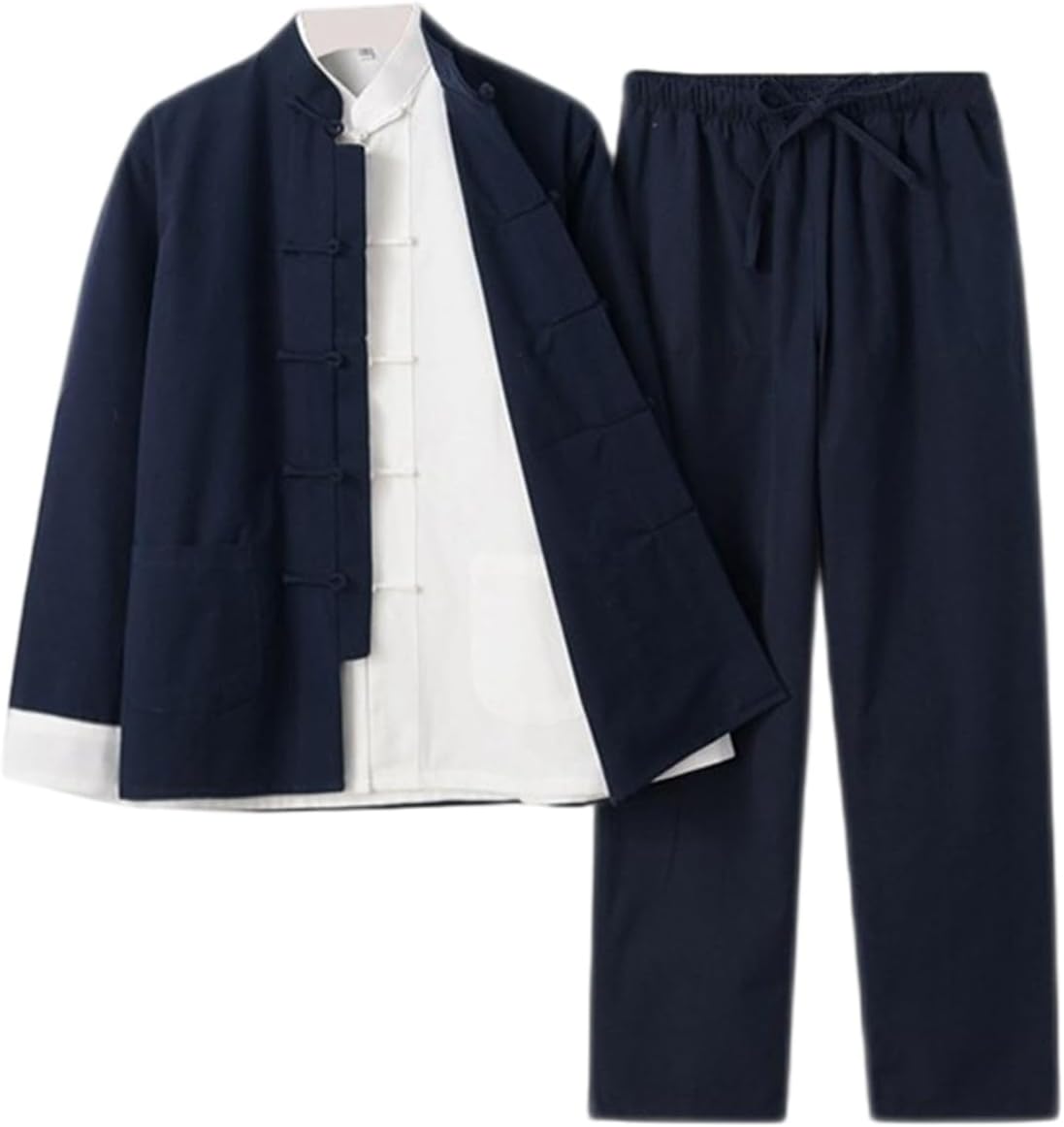 Men's Vintage Cotton Hanfu Frog Button Casual 3-Piece Set