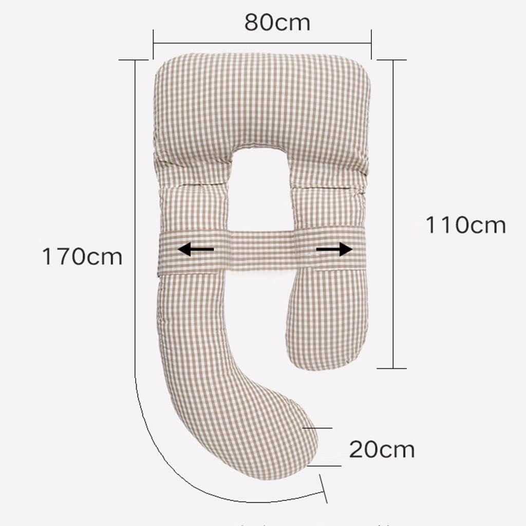 Pregnancy Pillow Cotton Plaid U-Shaped Maternity Pillow. Side Sleeper Body Pillow Nursing Pillow Cuddle Pillow. with Removable Pillowcase for Easy Cleaning (Color : A4, Size : 170x80cm)