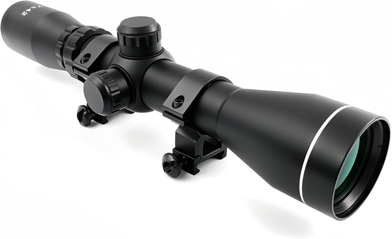 2-7x42 Long Eye Relief Scope Mil-dot Reticle 30mm Tube Diameter Fits Mosin Nagant 1891/30 M39 with Mount Rings