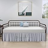 Daybed Skirt with Split Corners Twin - Daybed Dust Ruffle Split Corners 18 inch Drop - Bed Skirts for Day beds - Microfiber Bed Sofa Daybed Skirt for Living Room Guest Room - Silver Grey Daybed Skirt