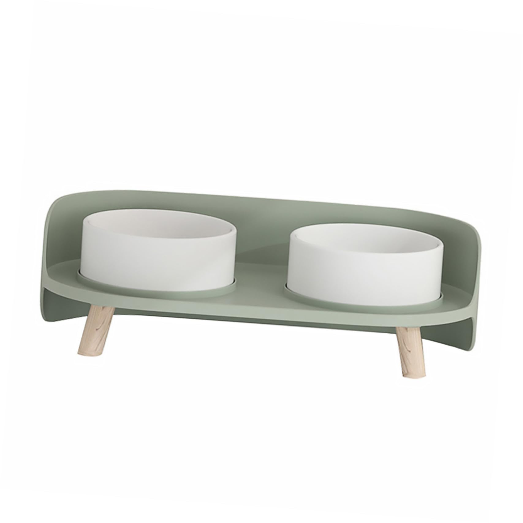 1 Pieza tazón de Gato de cerámica aumentó comedero para Gatos Elevado Cat Water Fountain Comedero Estable Cuenco Doble de pies Altos comedero para Mascotas el plastico Green