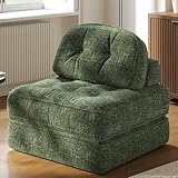 Dowinx Folding Sofa Bed with Pillow, Convertible Comfy Couch Bed for Adults Home Lounge and Gaming, Modern Comfortable Design for Apartment Living Room Bedroom, Single, Smooth Velvet, Green