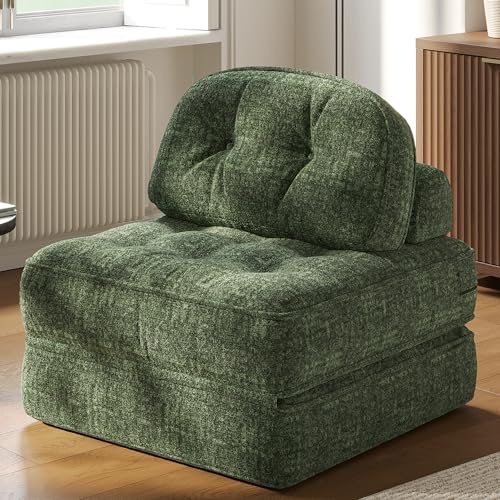 Dowinx Folding Sofa Bed with Pillow, Convertible Comfy Couch Bed for Adults Home Lounge and Gaming, Modern Comfortable Design for Apartment Living Room Bedroom, Single, Smooth Velvet, Cyprus