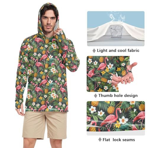Tropical Pineapples Flamingos Sun Protection Hoodies Long Sleeve Fishing Shirt UPF 50+ Sailing Shirts Rash Guard UV Shirts4