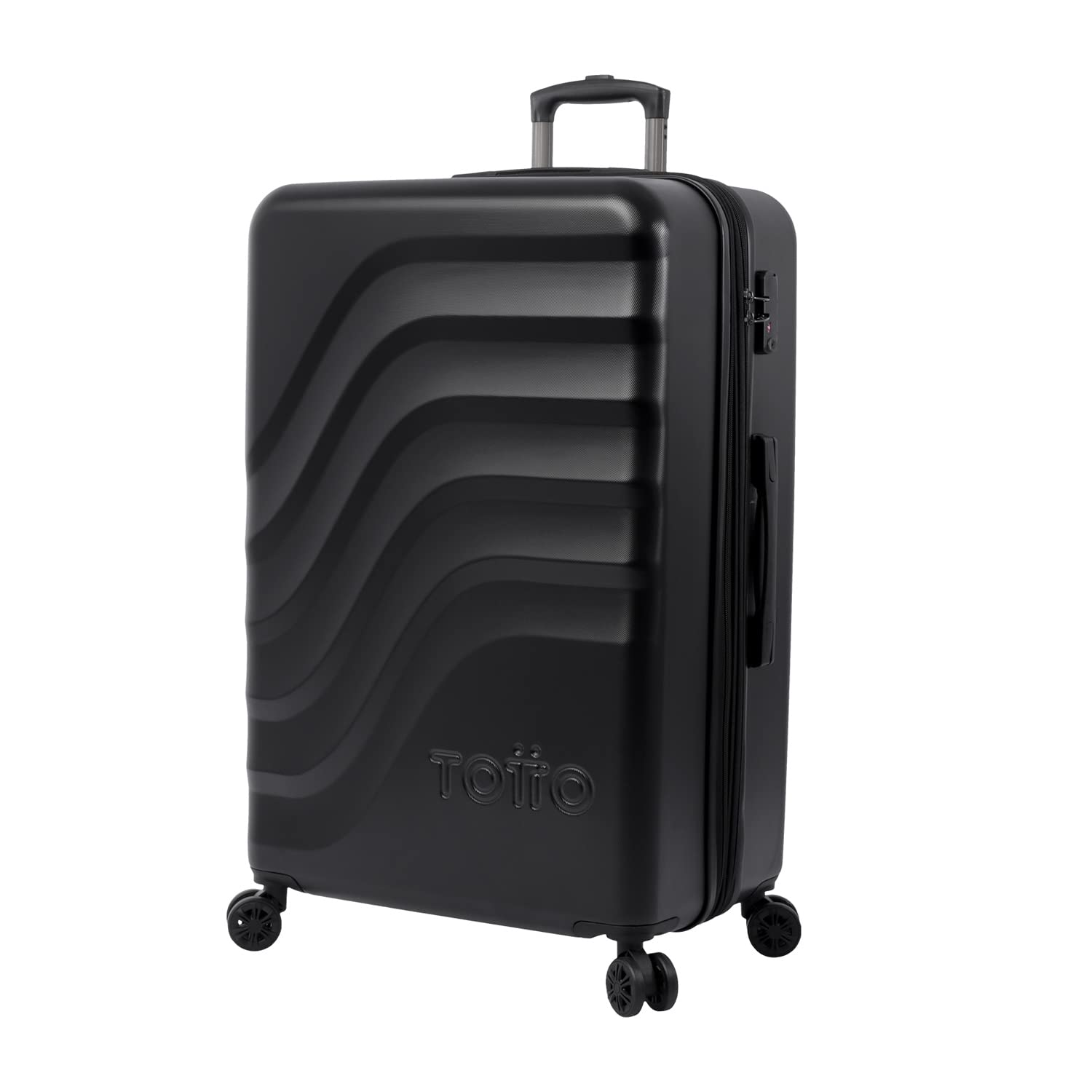 TOTTO - Maleta Rígida Grande, Modelo Bazy+, 50 x 79 x 30.5 cm, Capacidad 100 L, Expandible, Alta Resistencia a Impactos, Ruedas 360º, Manija Telescópica, Correas Internas, Candado TSA, Color Negro