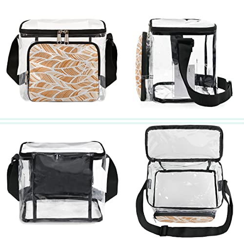 Bisibuy Abstract Line Clear Lunch Bag Stadium Approved Pvc Plastic See Through Lunch Box With Adjustable Strap For Sports Events Concerts Office #TOP4
