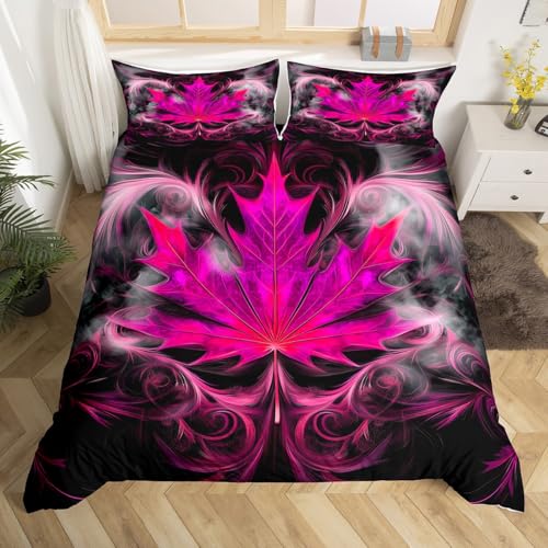 Cannabis Leaf Bedding Set Purple Marijuana Decor Comforter Cover Boho Exotic Marijuana...