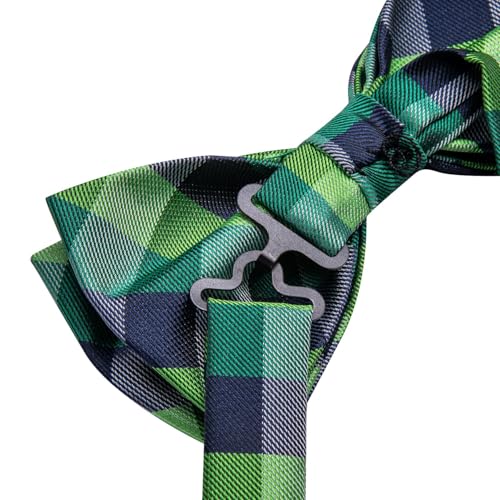 Image of Dubulle Mens Paisley Striped Bowtie Set Pre-tied Bowtie for Men and Pocket Square Set Wedding Business