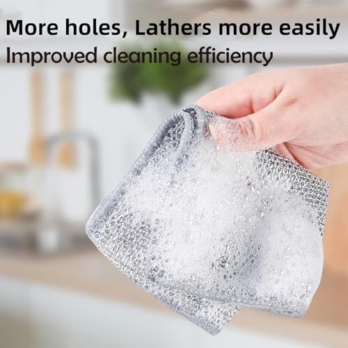 Image of Multipurpose Wire Dishwashing Rags for Wet and Dry, Non-Scratch Wire Dish Cloths, Wire Cleaning Rags Easy Rinsing Wire Dish Towels for Kitchen, Sinks, Pots (Double Layer, 10 PCS)