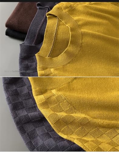 Bollrllr 2024 Winter Men's Sweater Fashion Slim Fit Knitted Pullover Sweater Short Sleeve Warm Sweater 6