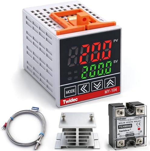 Twidec/MV100-B10 Digital Display PID Temperature Controllers Thermostat Regulator AC 85V - 265V + K Sensor Thermocouple + Heat Sink and Solid State Relay SSR 40 DA
