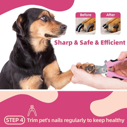 Image of Pet Grooming Kit - 7 PCS Deshedding Brush Set with Slicker, Undercoat Rake, Bath Brush & Nail Clipper for Short & Long Haired Dogs, Cats (Pink)