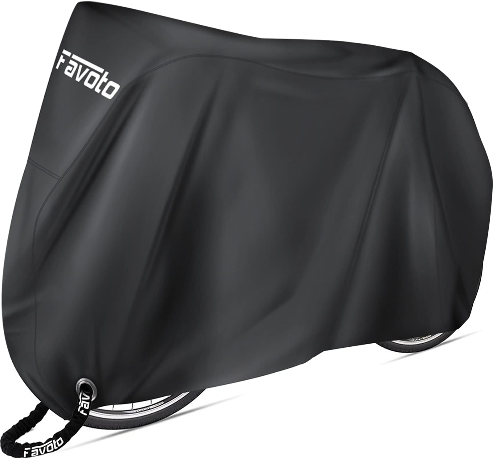 Favoto Bike Cover Waterproof Outdoor Storage for 1 or 2 Bikes Bicycle Cover Heavy Duty Rain Sun UV Dust Wind Proof with Storage Bag Bike Tarp for EBike Mountain Road City Bike, Black