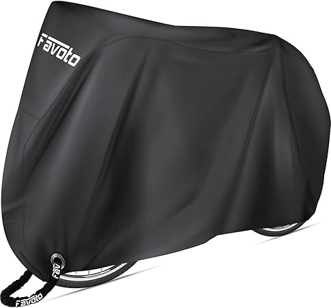 Favoto Bike Cover Waterproof Outdoor Storage for 1 or 2 Bikes Bicycle Cover Heavy Duty Rain Sun UV Dust Wind Proof with Storage Bag Bike Tarp for EBike Mountain Road City Bike, Black