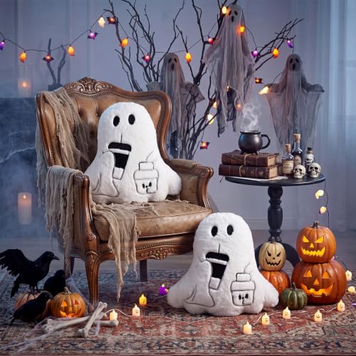 Image of Konohan 2 Pcs Halloween Coffee Ghost Throw Pillows Ghost Shaped Stuffed
